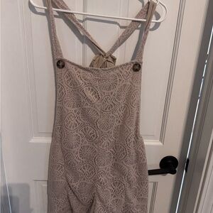Beige Lace Overalls